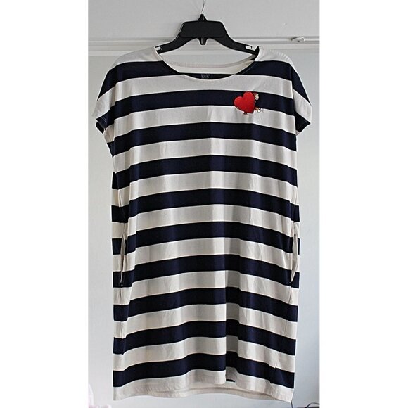 Graniph Design - Curious George Stipe T-Shirt Tunic Dress, Navy Medium - Picture 2 of 11